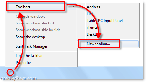 πώς να δημιουργήσετε μια νέα γραμμή εργαλείων της γραμμής εργασιών στα παράθυρα 7