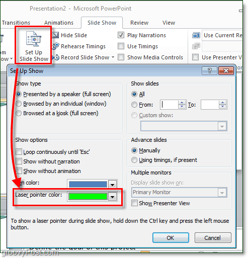 Laserpointer in Powerpoint 2010 Farbanpassung