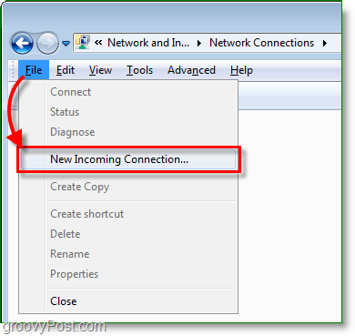 vytvořit nové příchozí připojení v systému Windows 7