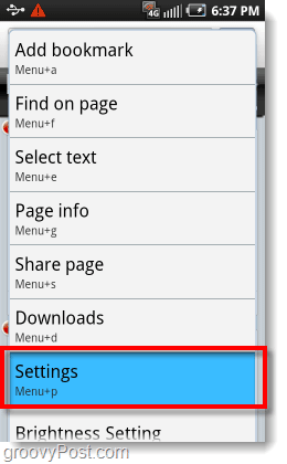 เข้าถึงเมนูการตั้งค่าในเบราว์เซอร์ Android