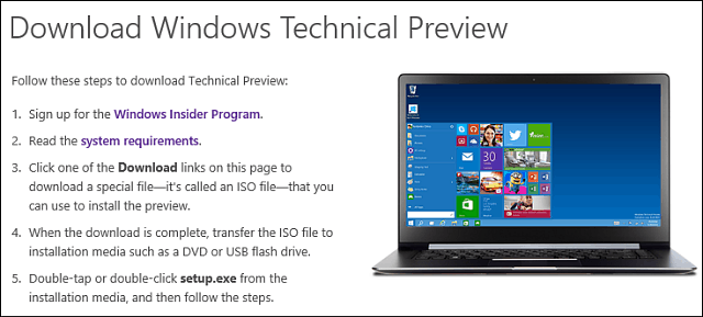 Завантажте Windows 10 Technical Preview