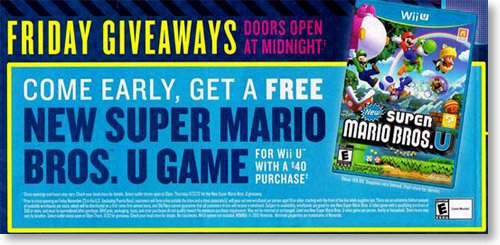 Melnās piektdienas piedāvājums: Bezmaksas Super Mario Bros WII U spēle pie Old Navy