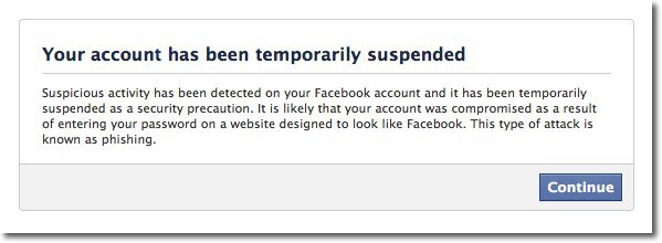 Facebook: account temporaneamente sospeso?