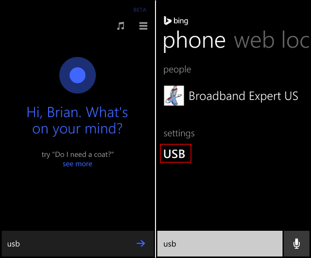 Cortana USB検索