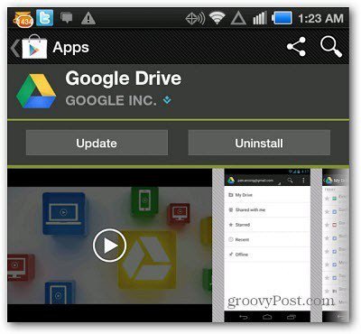 Atualização do Google Drive para Android