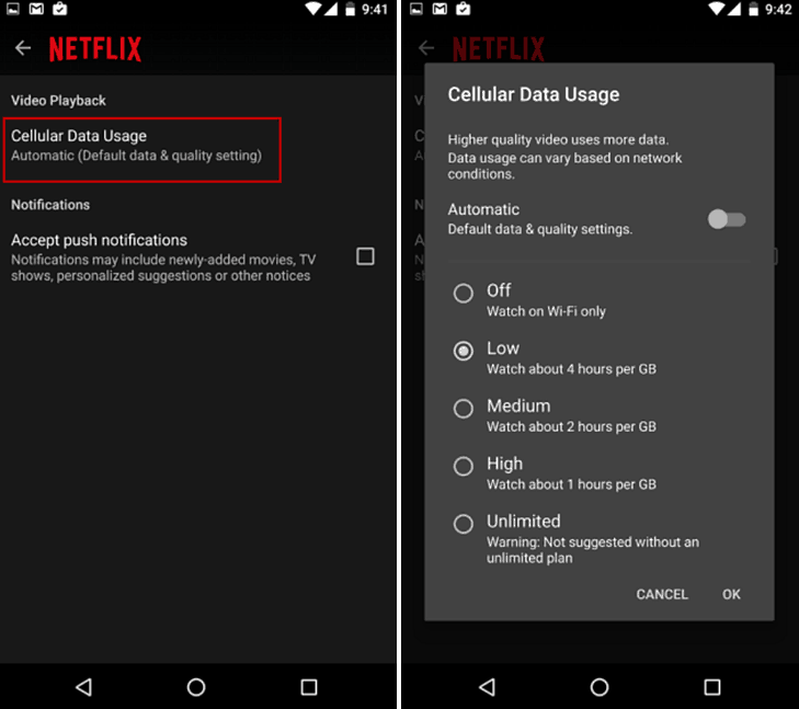 초과 수수료를 피하기 위해 Android 또는 iPhone에서 Netflix 데이터 사용 제한