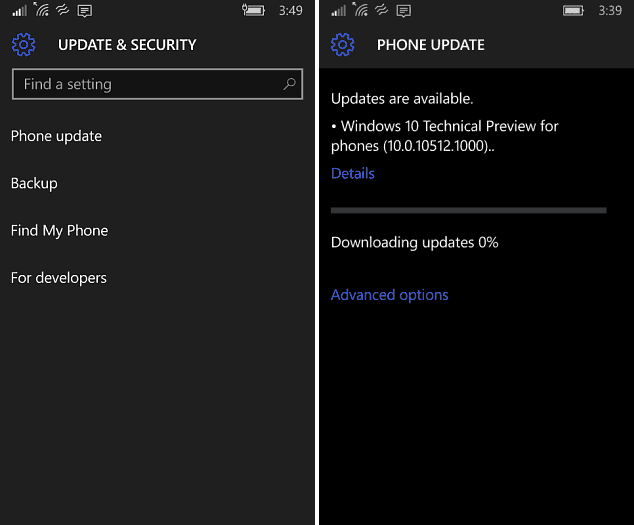 Microsoft livrează Windows 10 Mobile Preview Build 10512
