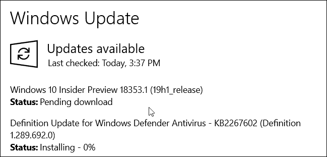 Windows 10 19H1 빌드 18353