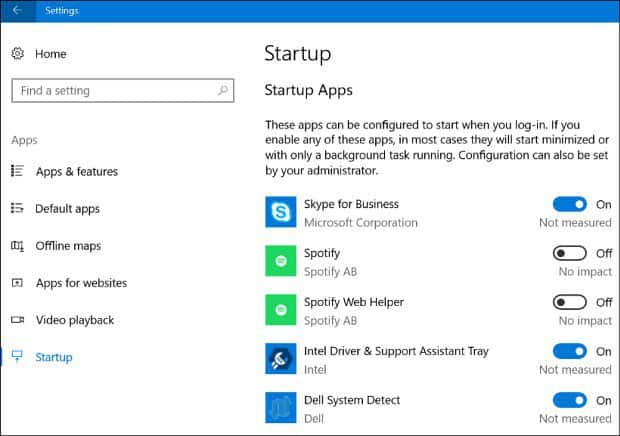 Startup Apps Redstone 4