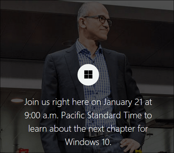 Briefing do Windows 10 da Microsoft Streaming Live em 21 de janeiro