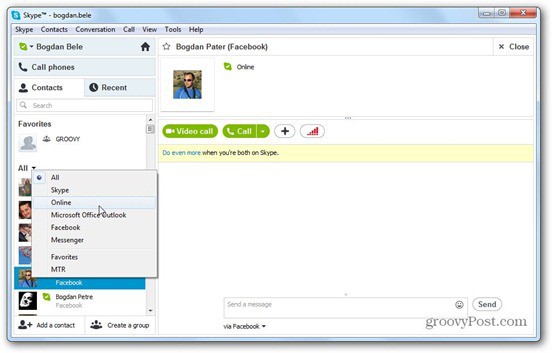 Skype 6 นำ Facebook, Windows Live Integration