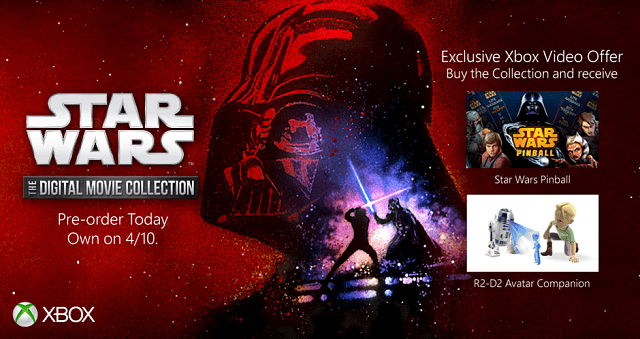 Star Wars Digital Movie Collection en Xbox Video con R2-D2 Avatar y más