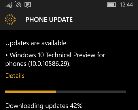 Windows 10 Mobile Build 10586.29 ส่งคืนสำหรับ Windows Phone