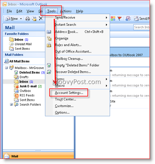 Adicionar caixa de correio ao Outlook 2007 :: groovyPost.com