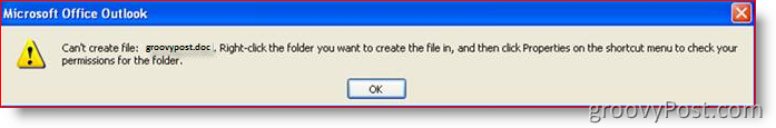 Outlook-fout: kan bestand :: groovyPost.com niet maken