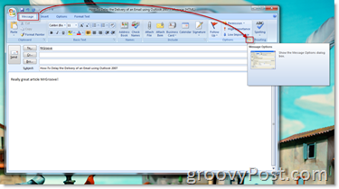 Öppna dialogrutan meddelandealternativ för Outlook