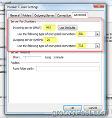 กำหนดค่า Outlook 2007 สำหรับบัญชี GMAIL IMAP