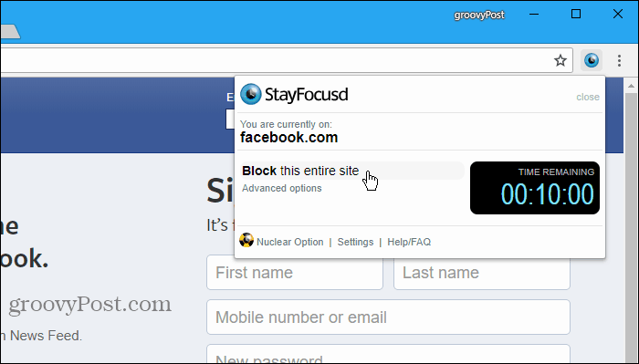 StayFocused para Chrome