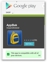 Fogd meg az Appbak alkalmazást a Google Play Áruházból