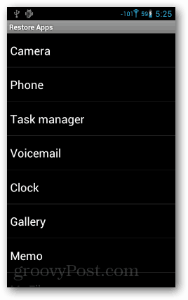 restaurar la lista de aplicaciones de Android