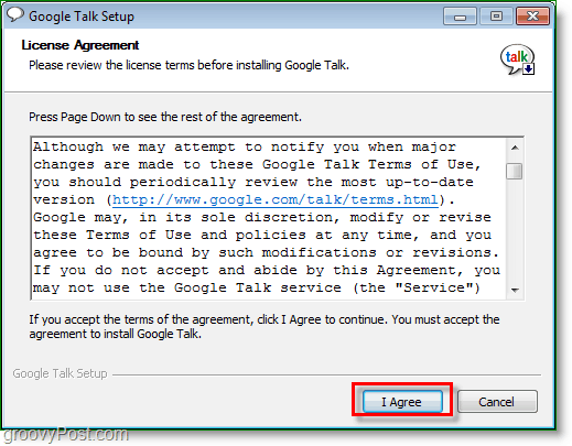 Google Talk-skärmdump - Installera Google Talk