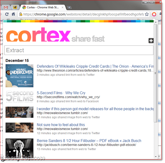 Cortex: Szybkie rozszerzenie mediów społecznościowych dla Chrome