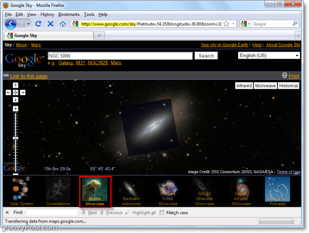 Istražite Galaxy kroz Hubble teleskop pomoću Google Sky-a