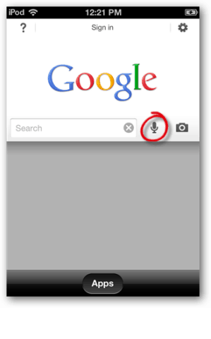 Φωνητική αναγνώριση αναζήτησης Google για ios