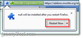 рестартирайте инсталирането на добавка за Firefox