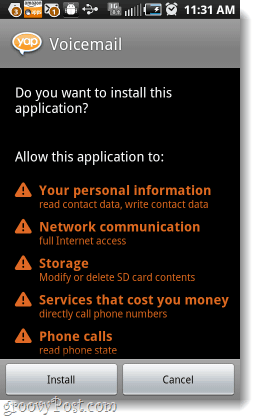 Yap Voicemail-machtigingen installeren