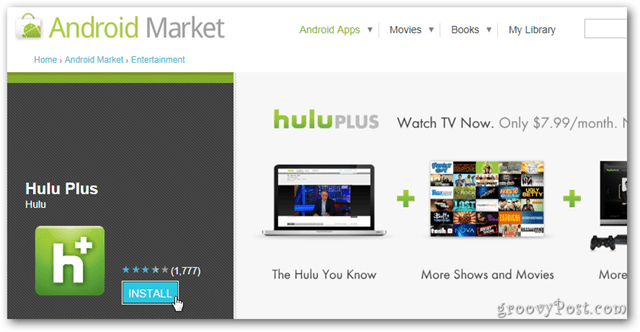 Hulu Plus Android ierīcēm: pirmais izskats