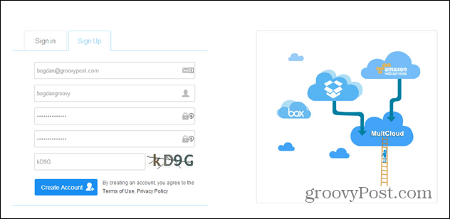 MultCloud tilmeldingsformular