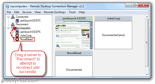 RDCMan Riconnessione automatica