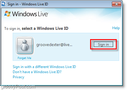 connectez-vous à Bing Bar en utilisant votre identifiant Windows Live