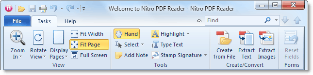 Nitro PDF Reader En gratis PDF-redigeringssammenheng for Office 2010