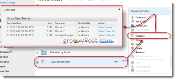 Bestandsversiebeheer in SugarSync