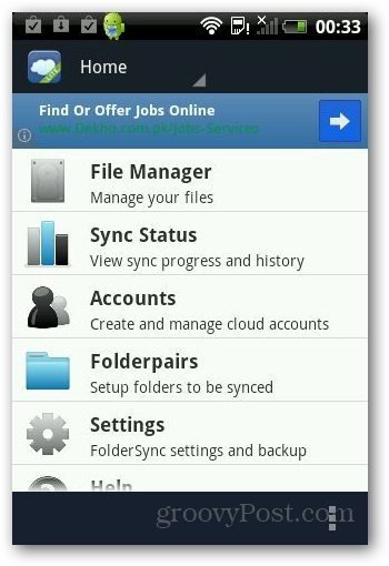 Sinchronizuokite failus „Android“ su „Cloud“ su „FolderSync“