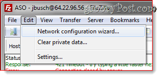 A Filezilla Network Configuration varázsló