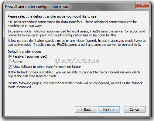 A Filezilla Network Configuration varázsló