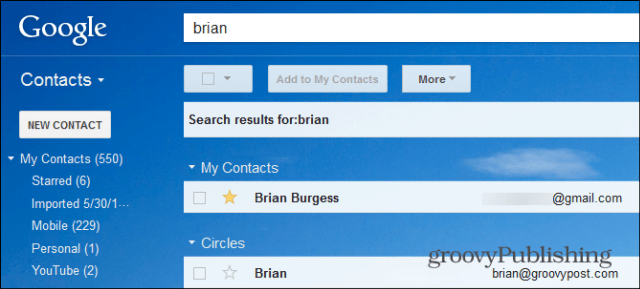 Zoeken met Gmail-stercontacten