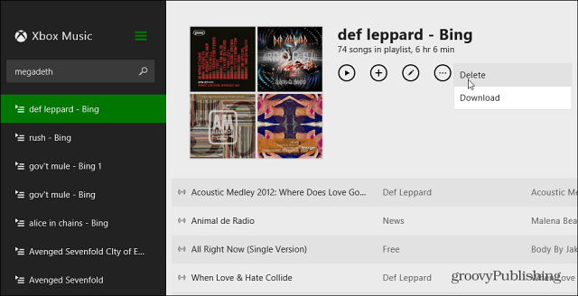 วิธีการลบ Xbox Music Playlists