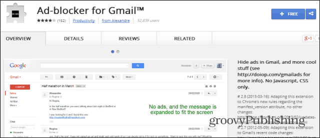 Folosiți Gmail fără reclame cu acest complement Google Chrome