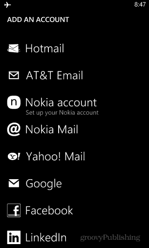 Accounts toevoegen WP8