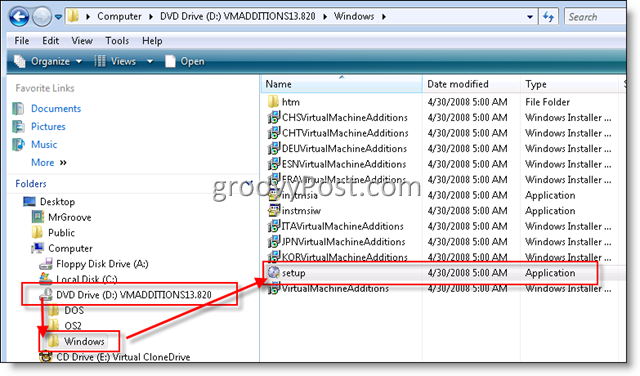 Instalar adições de máquina virtual para o MS Virtual Server 2005 R2