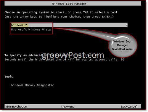 Windows Boot Manager - Windows 7 ja Windows Vista Dual Boot