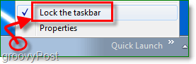 Ontgrendel de taakbalk in Windows 7