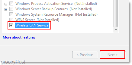 Skärmdump - Windows Server 2008 Aktivera Wireless Lan Service Feature