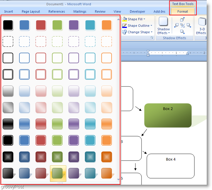 Formas de formato de Microsoft Word 2007