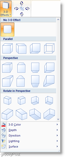 Efectos de sombra de Microsoft Word 2007