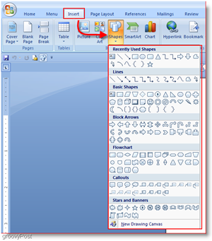 Formas de inserción de Word 2007